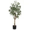 Artificial Plant, 46" Tall, Eucalyptus Tree, Indoor, Faux, Fake, Floor, Greenery, Potted, Decorative, Green Leaves, Black Pot