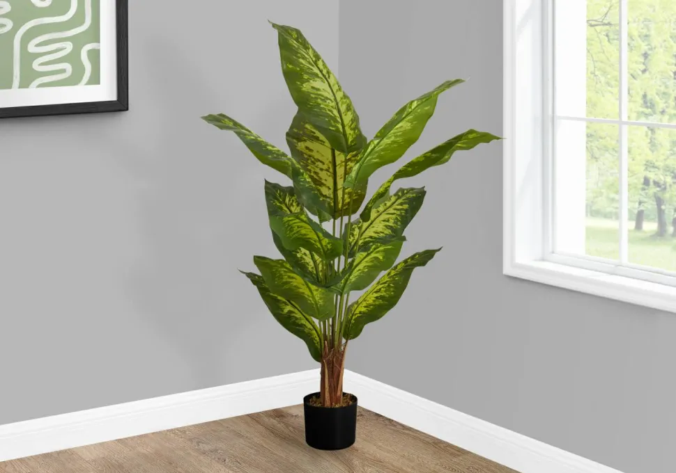 Artificial Plant, 47" Tall, Evergreen Tree, Indoor, Faux, Fake, Floor, Greenery, Potted, Real Touch, Decorative, Green Leaves, Black Pot