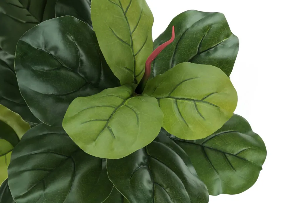 Artificial Plant, 47" Tall, Fiddle Tree, Indoor, Faux, Fake, Floor, Greenery, Potted, Real Touch, Decorative, Green Leaves, Black Pot