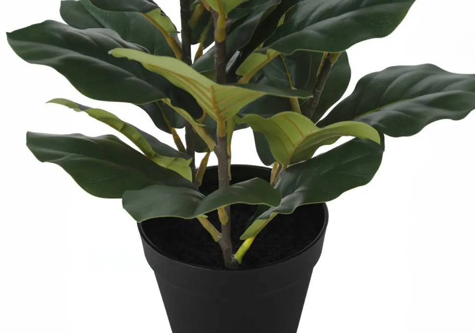 Artificial Plant, 32" Tall, Fiddle Tree, Indoor, Faux, Fake, Floor, Greenery, Potted, Real Touch, Decorative, Green Leaves, Black Pot