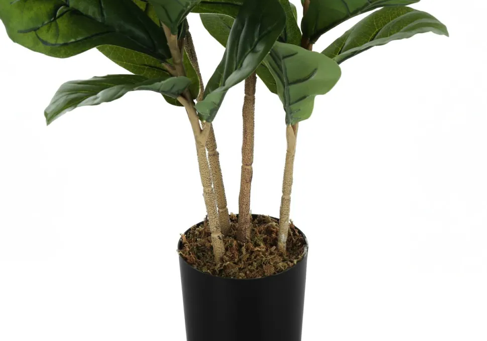 Artificial Plant, 41" Tall, Fiddle Tree, Indoor, Faux, Fake, Floor, Greenery, Potted, Real Touch, Decorative, Green Leaves, Black Pot