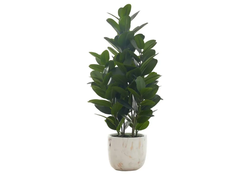Artificial Plant, 31" Tall, Garcinia Tree, Indoor, Faux, Fake, Floor, Greenery, Potted, Real Touch, Decorative, Green Leaves, White Cement Pot