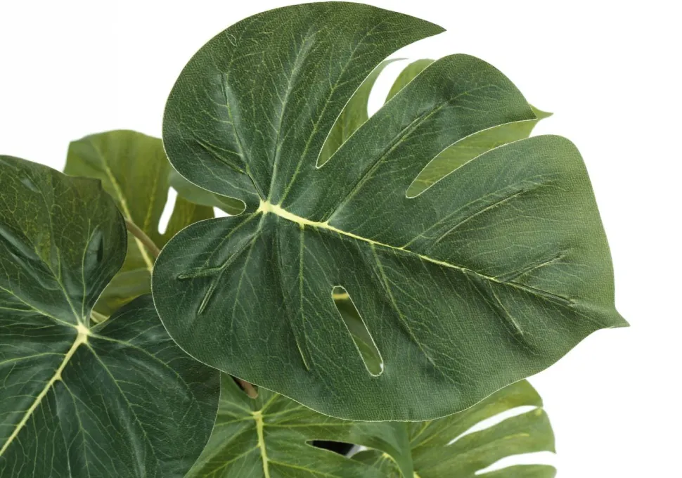 Artificial Plant, 13" Tall, Monstera Calthea, Indoor, Faux, Fake, Table, Greenery, Potted, Set Of 2, Decorative, Green Leaves, Black Pots