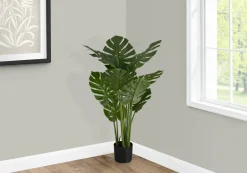 Artificial Plant, 61" Tall, Monstera Tree, Indoor, Potted, Floor, Real Touch, Green Leaves, Black Pot