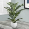 Artificial Plant, 28" Tall, Palm Tree, Indoor, Faux, Fake, Floor, Greenery, Potted, Real Touch, Decorative, Green Leaves, White Pot