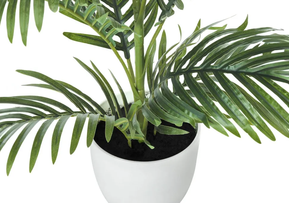 Artificial Plant, 28" Tall, Palm Tree, Indoor, Faux, Fake, Floor, Greenery, Potted, Real Touch, Decorative, Green Leaves, White Pot