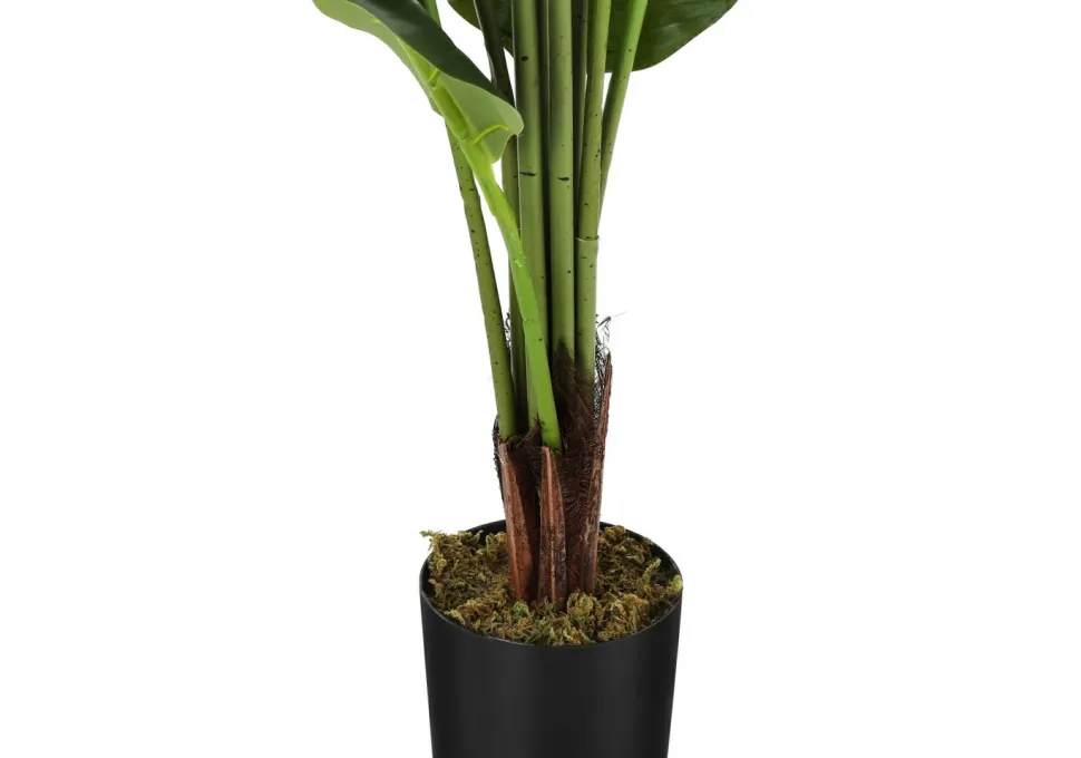 Artificial Plant, 59" Tall, Strelitzia Tree, Indoor, Faux, Fake, Floor, Greenery, Potted, Real Touch, Decorative, Green Leaves, Black Pot