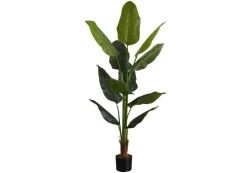 Artificial Plant, 59" Tall, Strelitzia Tree, Indoor, Faux, Fake, Floor, Greenery, Potted, Real Touch, Decorative, Green Leaves, Black Pot