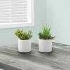 Artificial Plant, 7" Tall, Succulent, Indoor, Faux, Fake, Table, Greenery, Potted, Set Of 2, Decorative, Green Plants, White Ceramic Pots