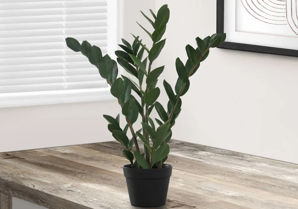 Artificial Plant, 29" Tall, Zz Tree, Indoor, Faux, Fake, Floor, Greenery, Potted, Real Touch, Decorative, Green Leaves, Black Pot