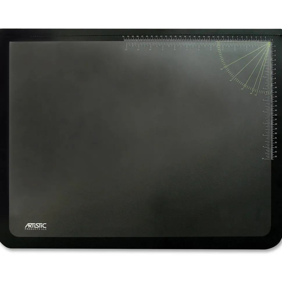 Artistic Desk Pad with Transparent Frost Lift-Top Overlay, Antimicrobial Product Protection, 22" x 17", Black