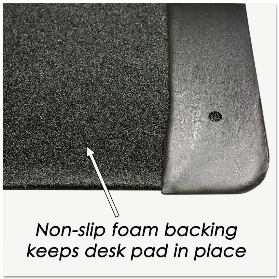 Artistic Executive Desk Pad with Antimicrobial Protection, Leather-Like Side Panels, 24" x 19", Black