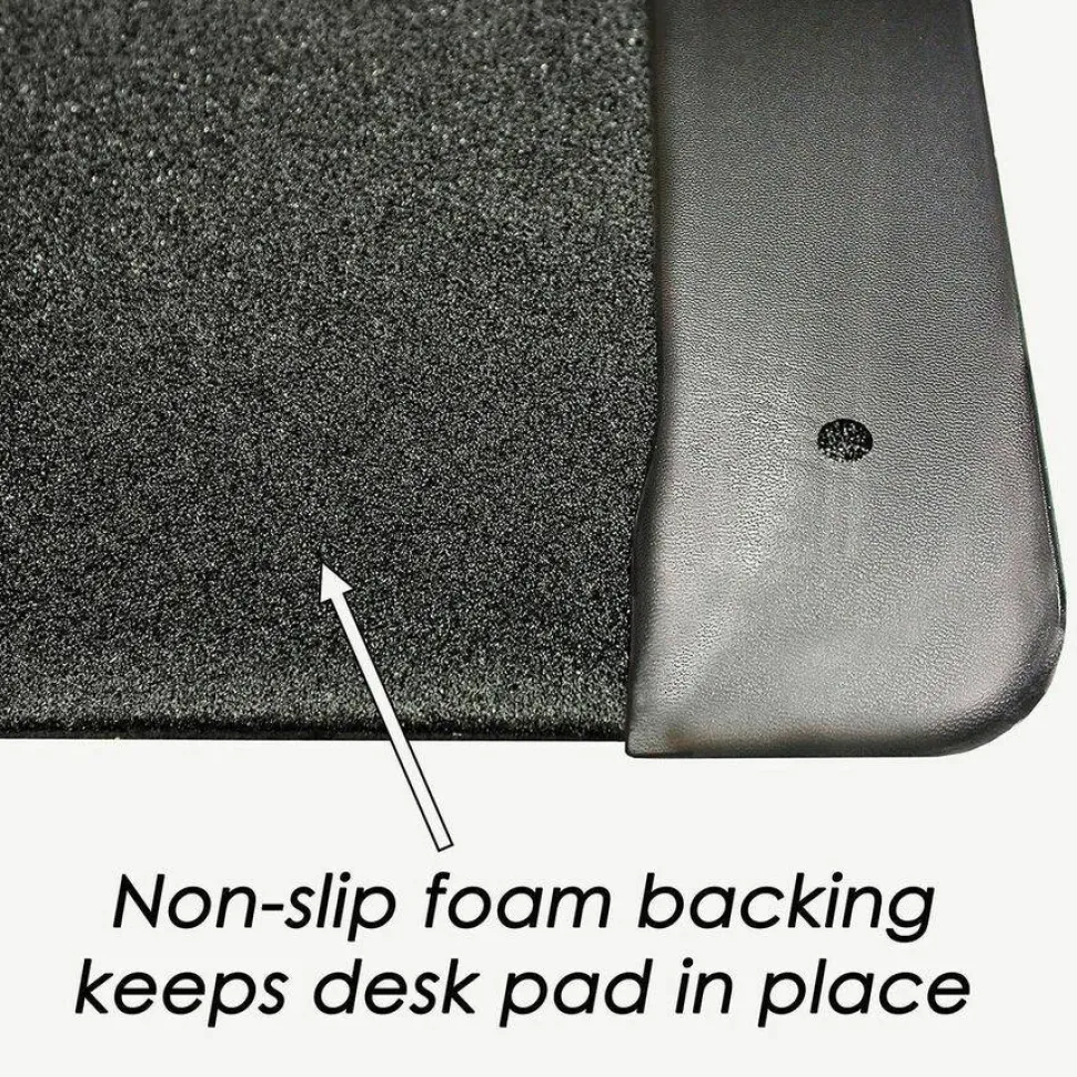 Artistic Executive Desk Pad with Antimicrobial Protection, Leather-Like Side Panels, 24" x 19", Black