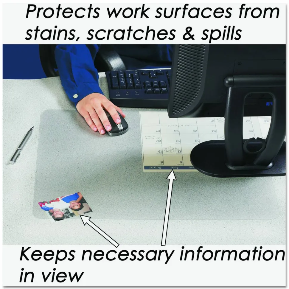Artistic KrystalView Desk Pad With Antimicrobial Protection, 22" x 17", Clear