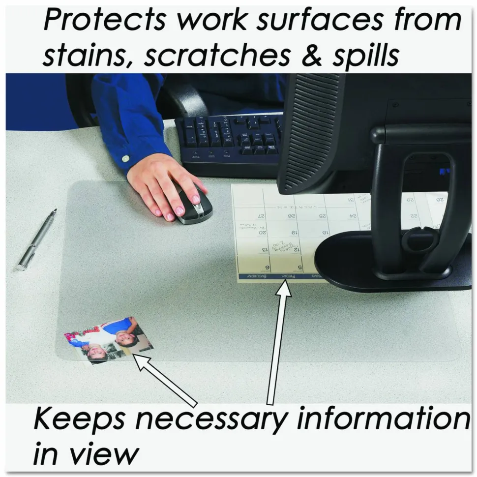 Artistic KrystalView Desk Pad With Antimicrobial Protection, 36" x 20", Clear