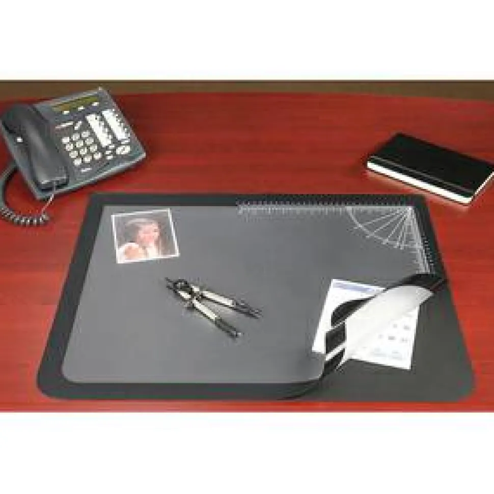 Artistic Logo Pad Desk Organizer, 20" x 31", Black/Clear