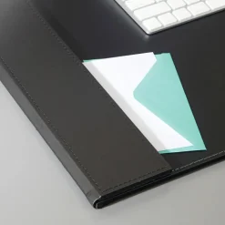 Artistic Monticello Desk Pad, Fold-Out Side Panel, 24" x 19", Black