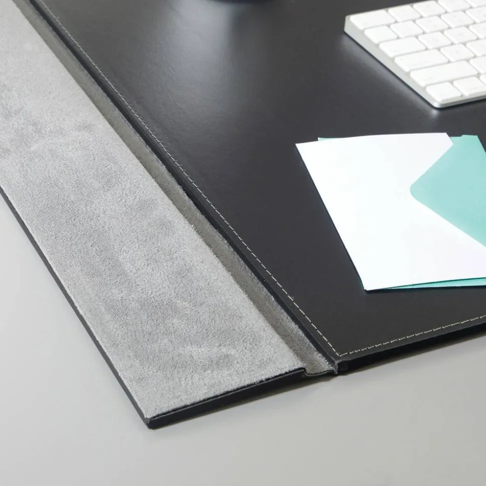 Artistic Monticello Desk Pad, Fold-Out Side Panel, 24" x 19", Black