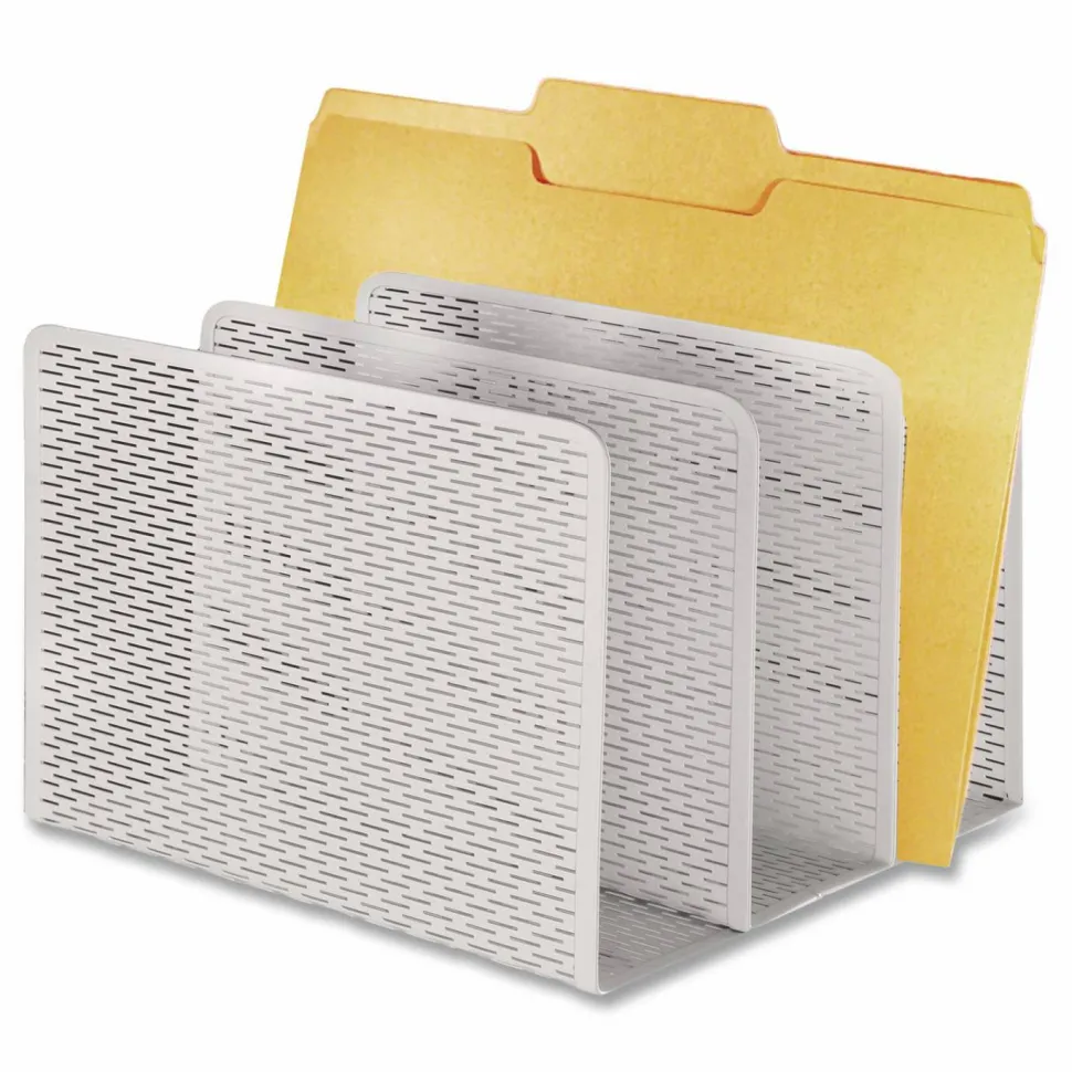 Artistic Urban Collection Punched Metal File Sorter, 3 Sections, Letter Size Files, 8" x 8" x 7.25", White