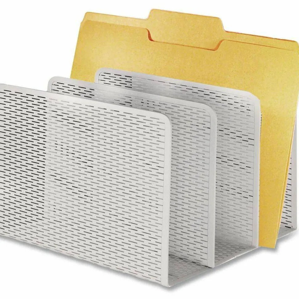 Artistic Urban Collection Punched Metal File Sorter, 3 Sections, Letter Size Files, 8" x 8" x 7.25", White
