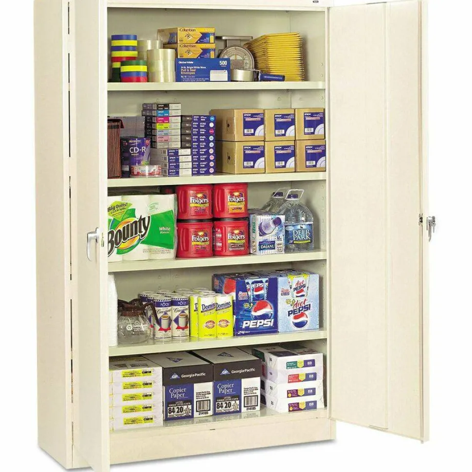 Assembled Jumbo Steel Storage Cabinet, 48w x 24d x 78h, Putty