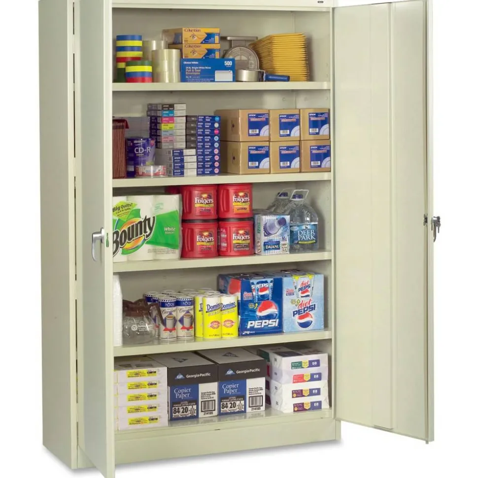 Assembled Jumbo Steel Storage Cabinet, 48w x 24d x 78h, Putty