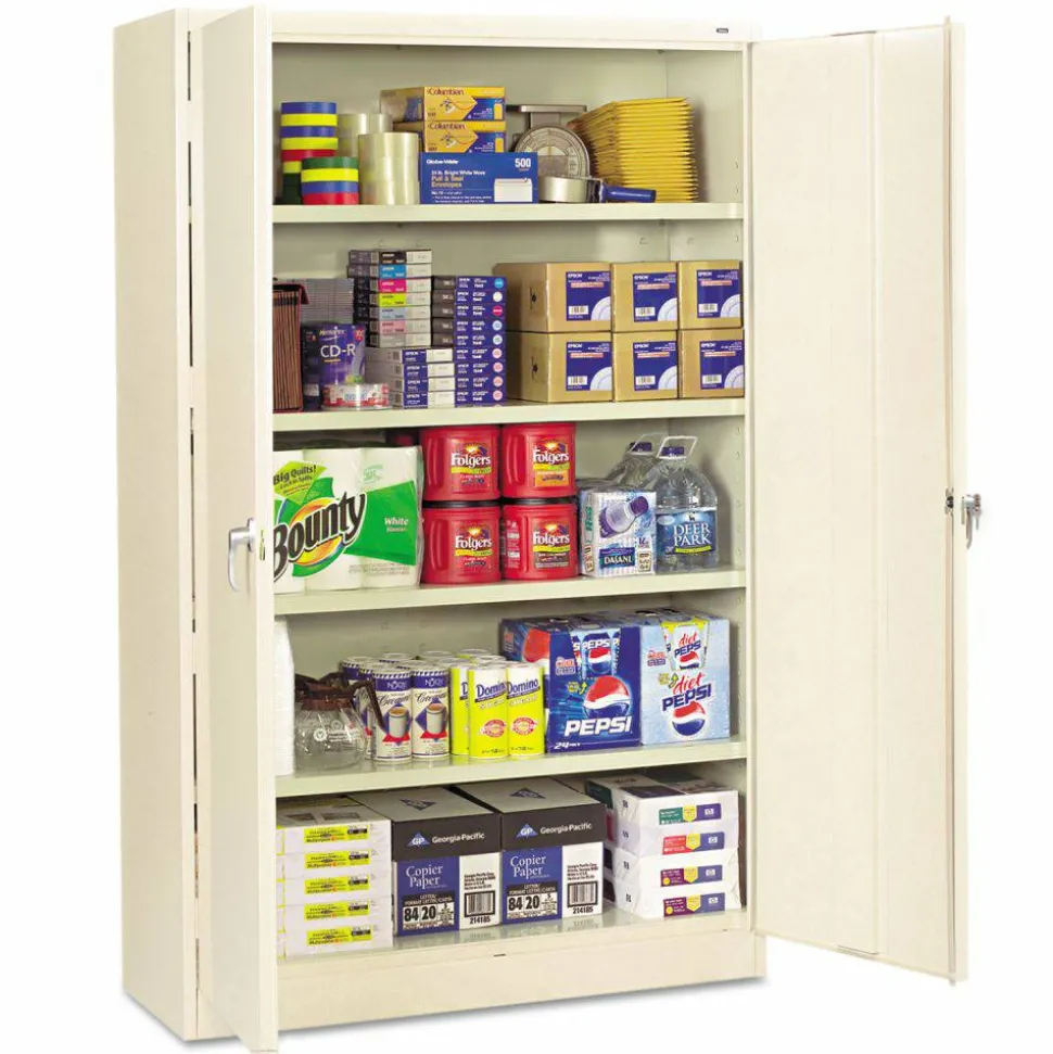 Assembled Jumbo Steel Storage Cabinet, 48w x 24d x 78h, Putty