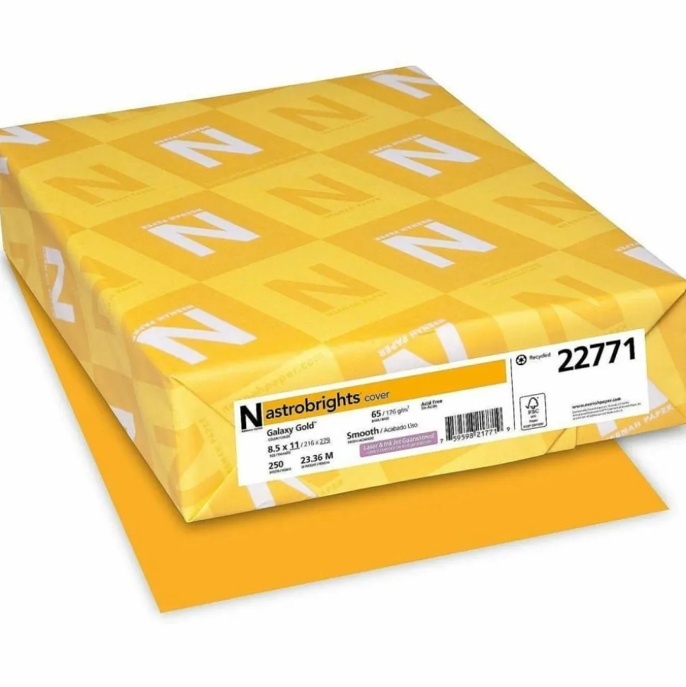 Astrobrights Color Card Stock, Gold, Letter (8.5" x 11"), 65 lb, Pack Of 250