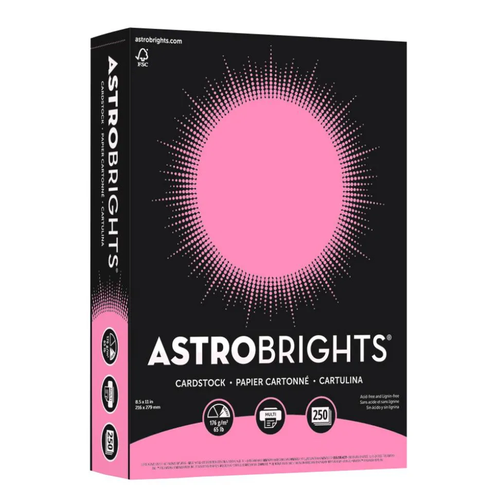 Astrobrights Color Card Stock, Pulsar Pink, Letter (8.5" x 11"), 65 Lb, FSC Certified, Pack Of 250