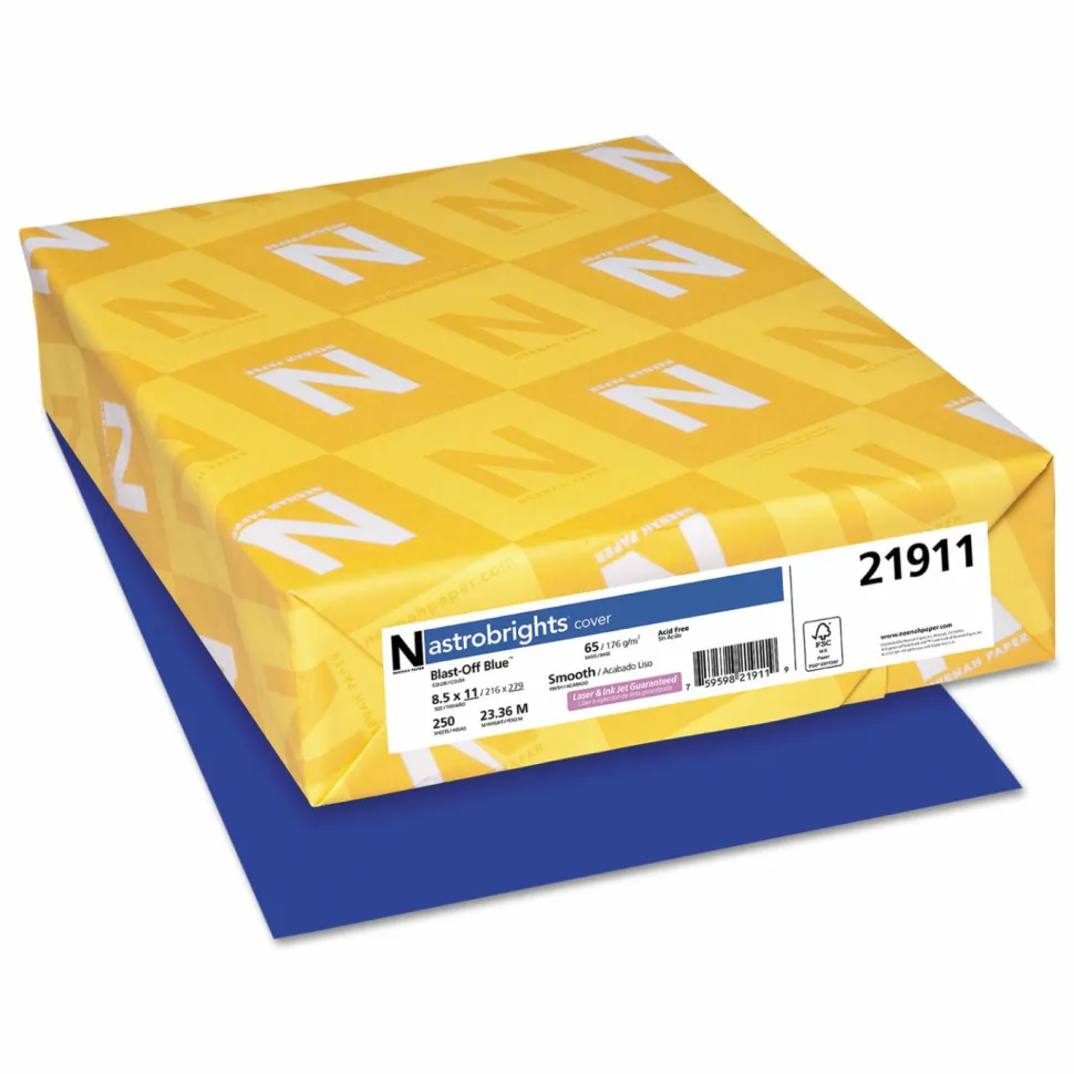 Astrobrights Color Cardstock, 65 lb Cover Weight, 8.5 x 11, Blast-Off Blue, 250/Pack