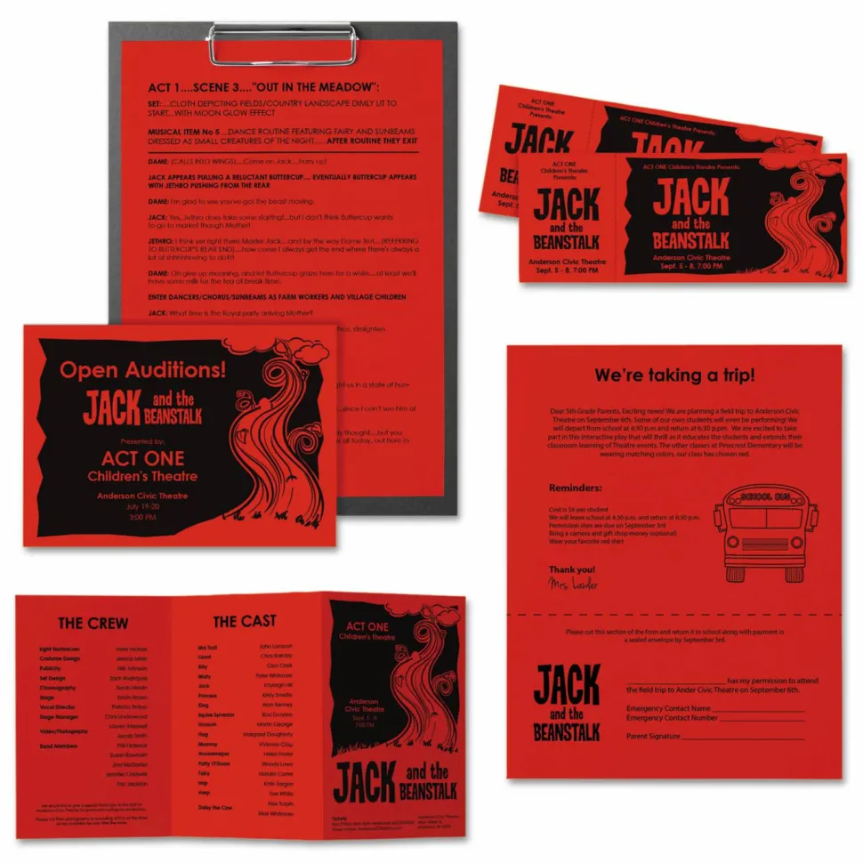 Astrobrights Color Multi-Use Printer & Copy Paper, 1 Ream, Re-Entry Red, Letter (8.5" x 11"), 500 Sheets Per Ream, 24 Lb, 94 Brightness