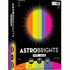 Astrobrights Color Multi-Use Printer & Copy Paper, 1 Ream, Happy Color Assortment, Letter (8.5" x 11"), 500 Sheets Per Ream, 24 Lb, 94 Brightness