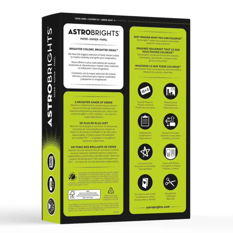 Astrobrights Color Multi-Use Printer & Copy Paper, 1 Ream, Terra Green, Letter (8.5" x 11"), 500 Sheets Per Ream, 24 Lb, 94 Brightness
