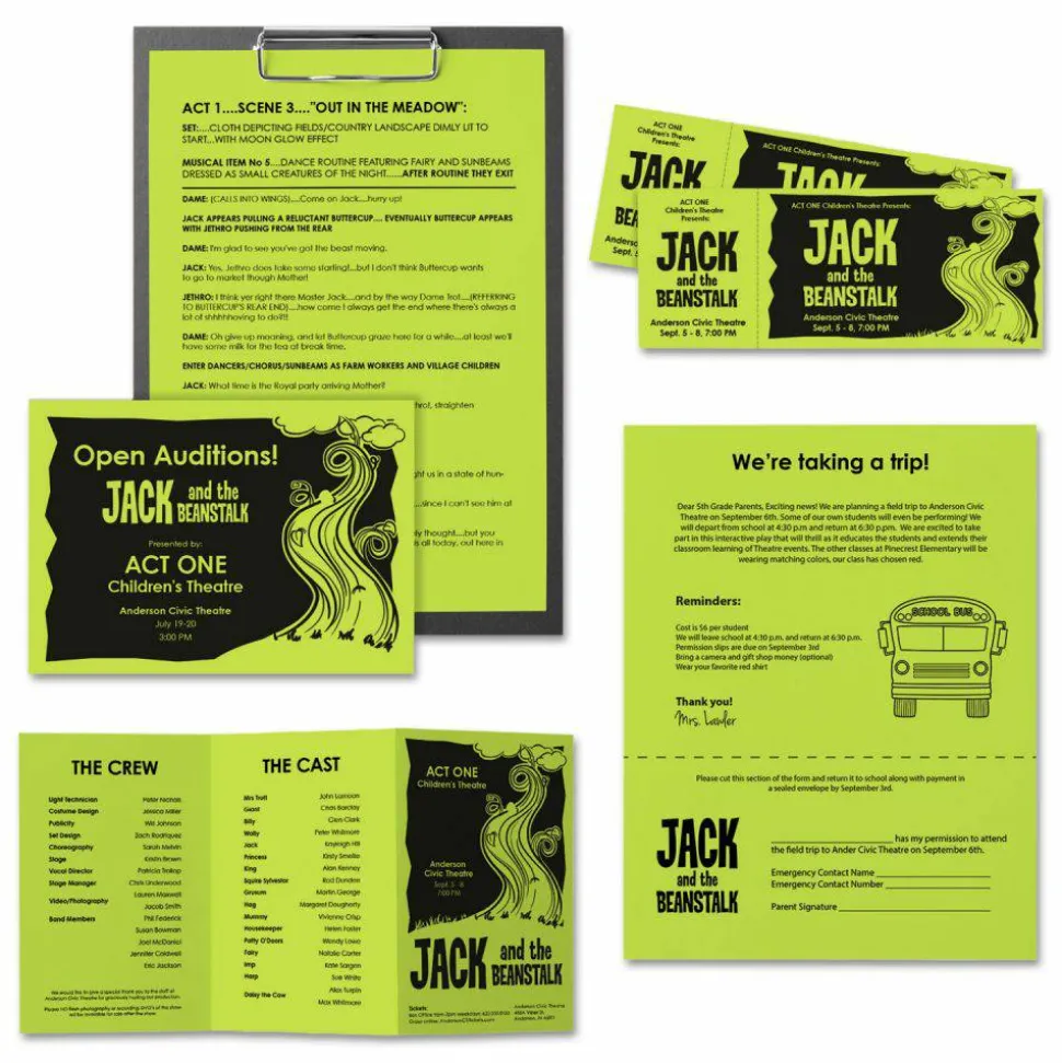 Astrobrights Color Multi-Use Printer & Copy Paper, 1 Ream, Green, Letter (8.5" x 11"), 500 Sheets Per Ream, 24 Lb, 94 Brightness