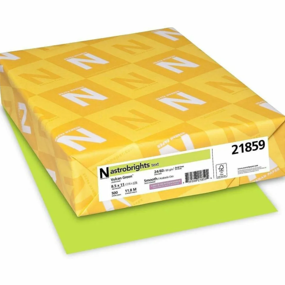 Astrobrights Color Multi-Use Printer & Copy Paper, 1 Ream, Green, Letter (8.5" x 11"), 500 Sheets Per Ream, 24 Lb, 94 Brightness