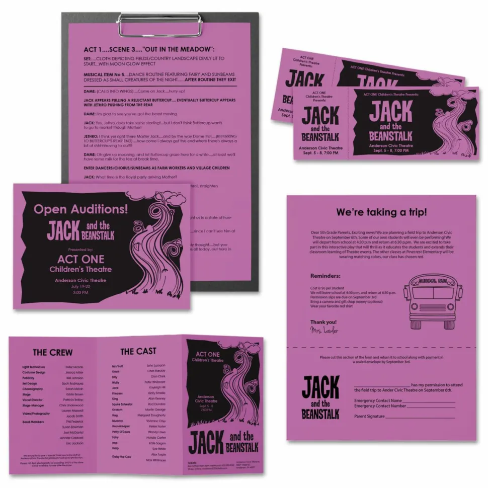 Astrobrights Color Multi-Use Printer & Copy Paper, 1 Ream, Outrageous Orchid, Letter (8.5" x 11"), 500 Sheets Per Ream, 24 Lb, 94 Brightness