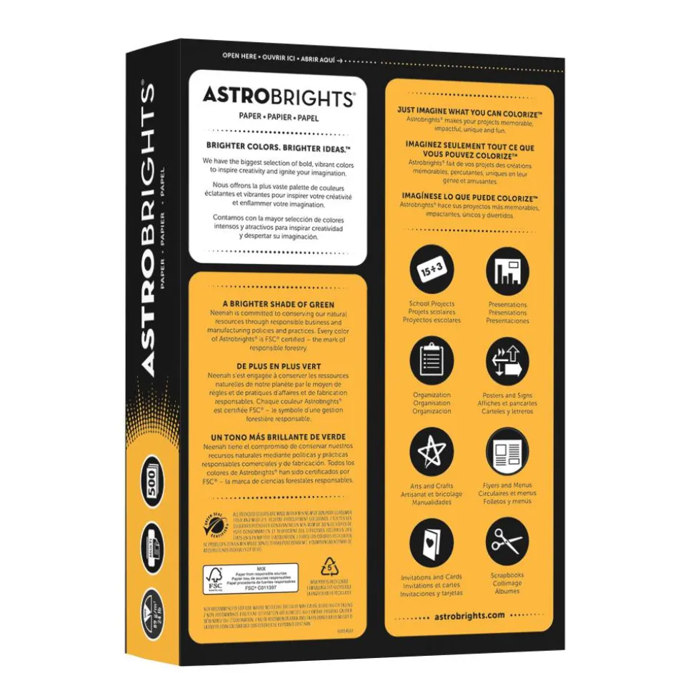 Astrobrights Color Paper, 24 lb Bond Weight, 8.5 x 11, Galaxy Gold, 500 Sheets/Ream