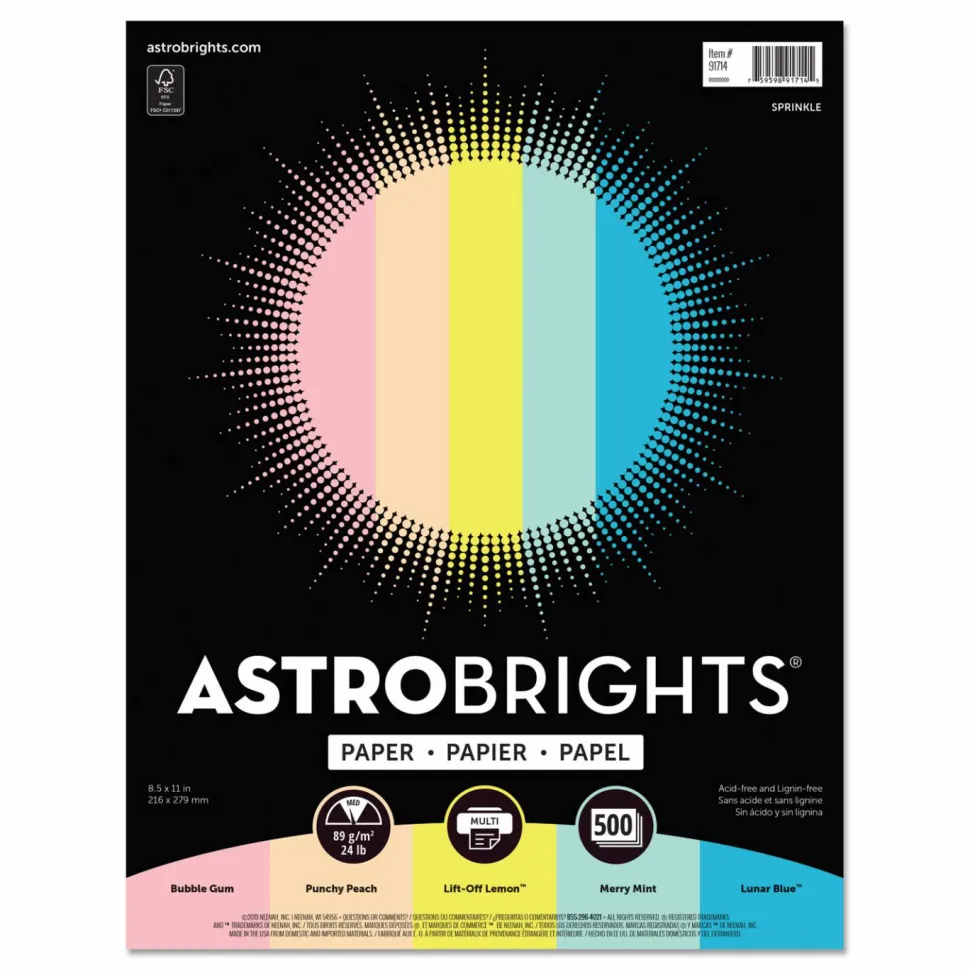 Astrobrights Color Paper, 24 lb Bond Weight, 8.5 x 11, Assorted Colors, 500/Ream
