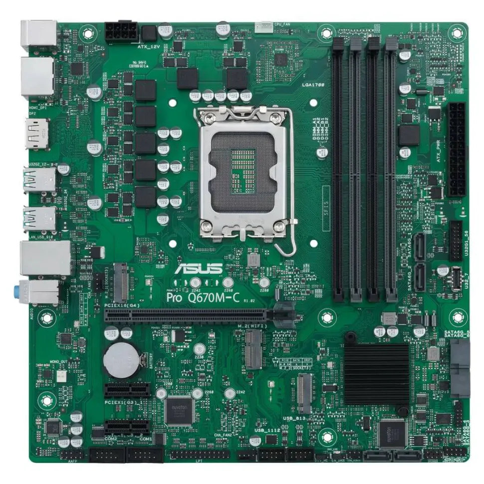Asus PRO Q670M-C-CSM Desktop Motherboard - Intel Q670 Chipset - Socket LGA-1700 - Intel Optane Memory Ready - Micro ATX