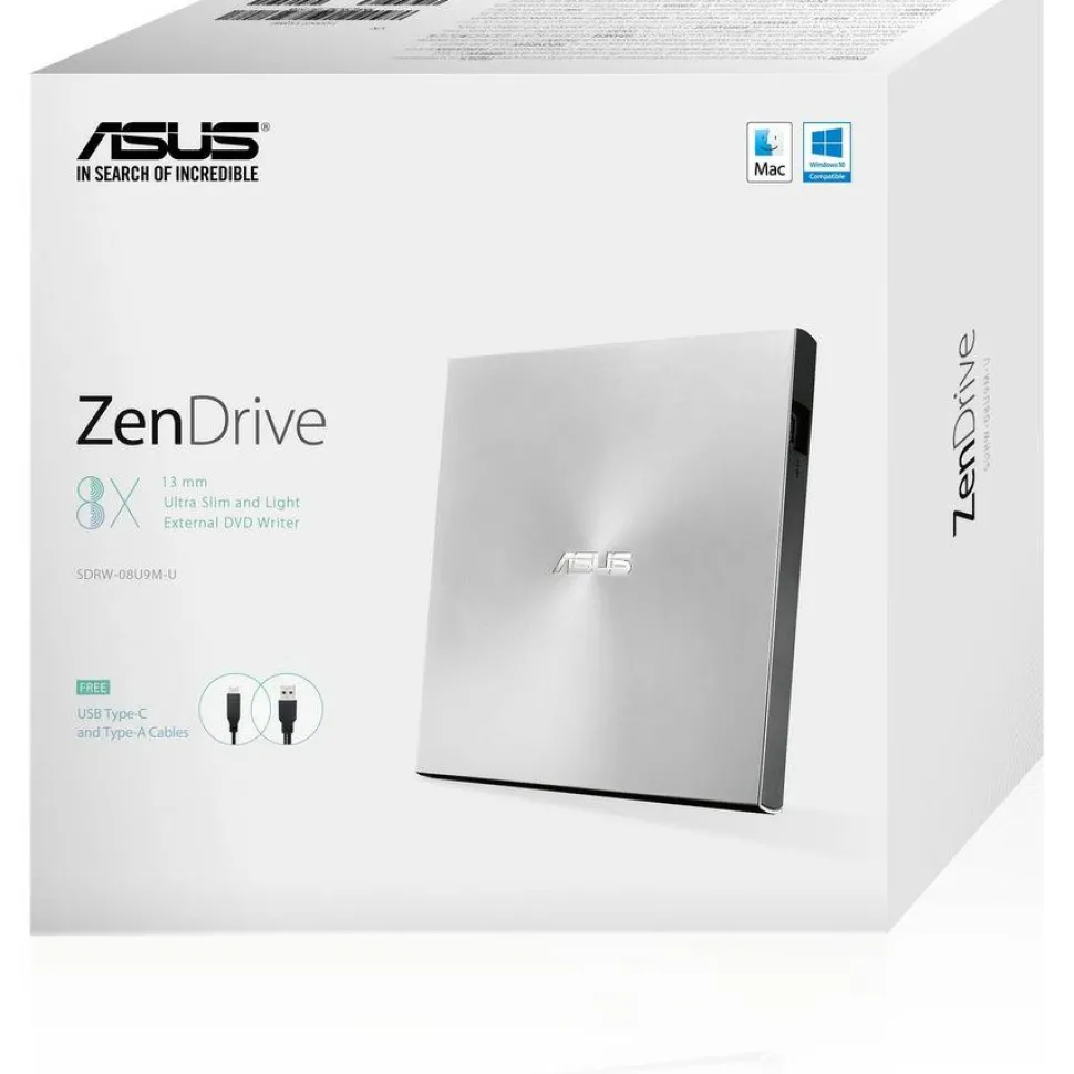 Asus ZenDrive SDRW-08U9M-U DVD-Writer - External - Silver