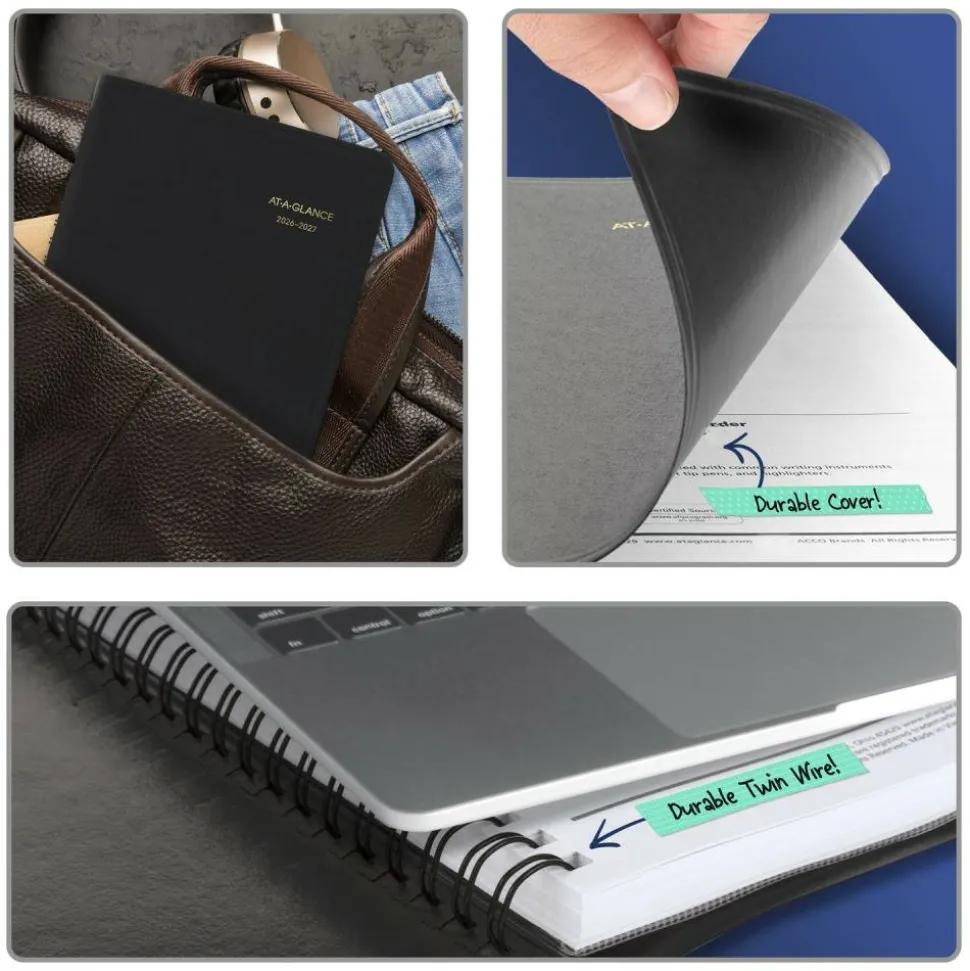 AT-A-GLANCE Academic 2026-2027 Daily Appointment Book Planner, Black, Small, 5" x 8", 2026 to 2027 Calendar
