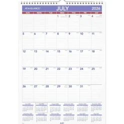 AT-A-GLANCE Academic 2026-2027 Monthly Wall Calendar, Medium, 12
