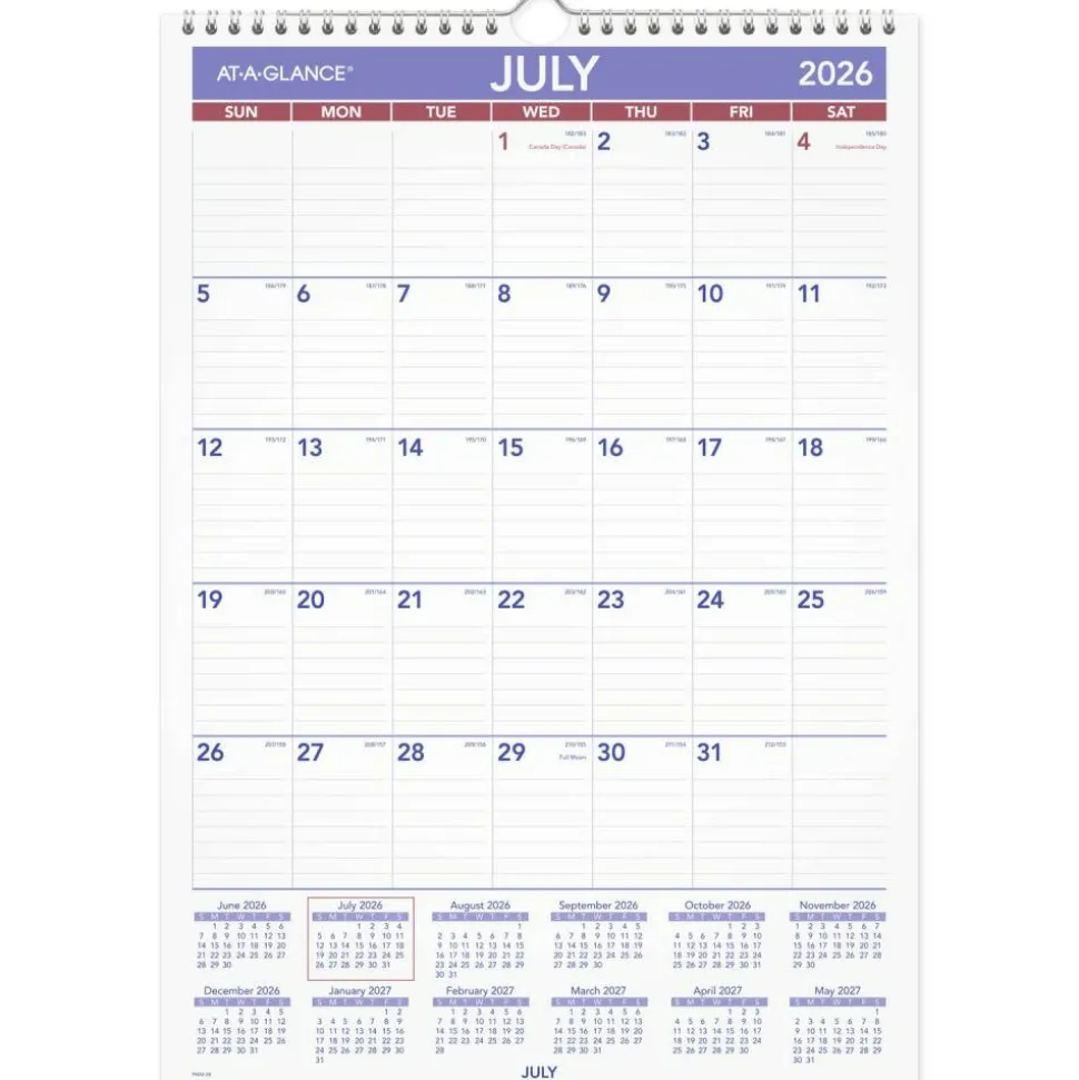 AT-A-GLANCE Academic 2026-2027 Monthly Wall Calendar, Medium, 12" x 17", 2026 to 2027 Calendar
