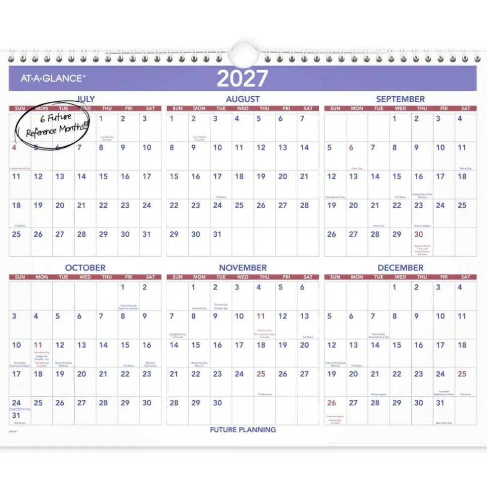 AT-A-GLANCE Academic 2026-2027 Monthly Wall Calendar, Medium, 15" x 12", 2026 to 2027 Calendar