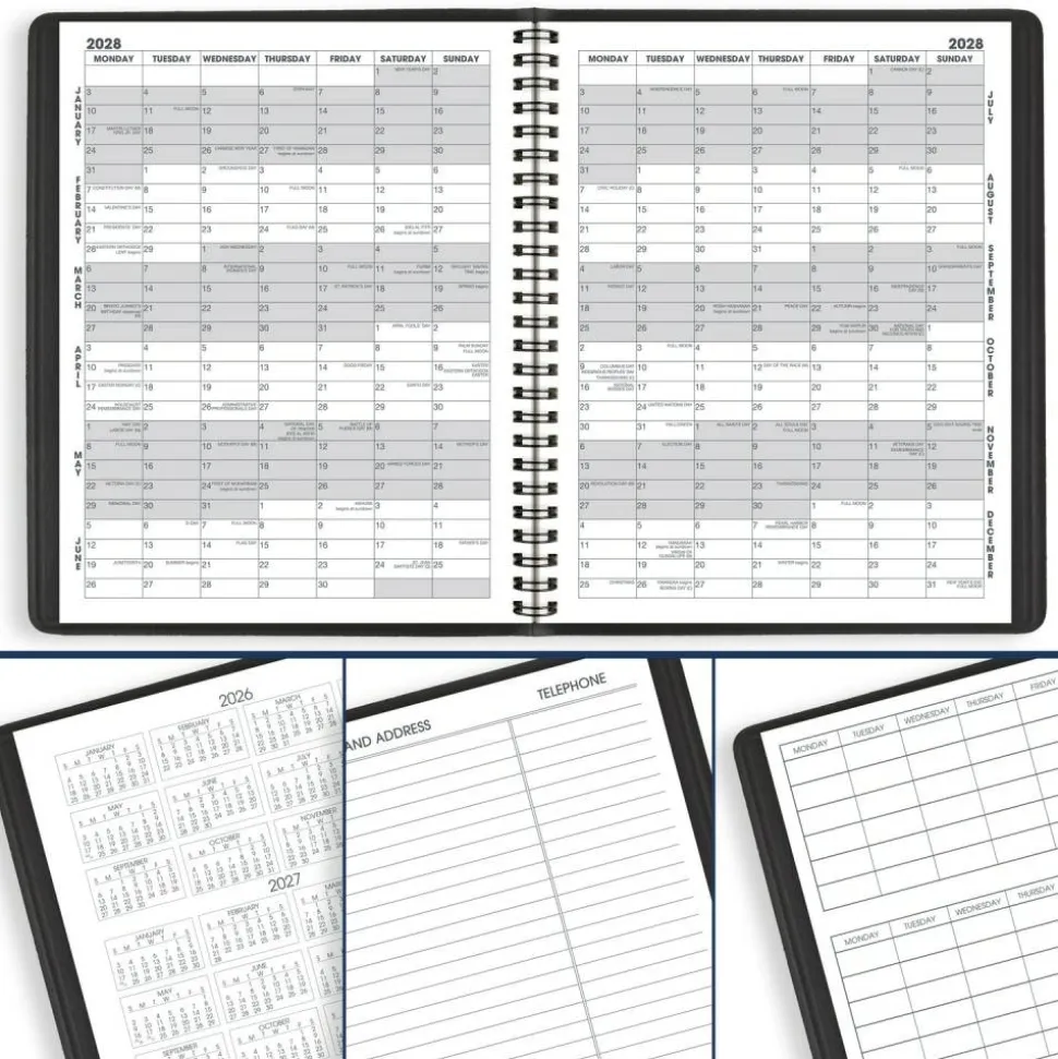 AT-A-GLANCE Academic 2026-2027 18-Month Monthly Planner, Black, Medium, 7" x 8 3/4", 2026 to 2027 Calendar