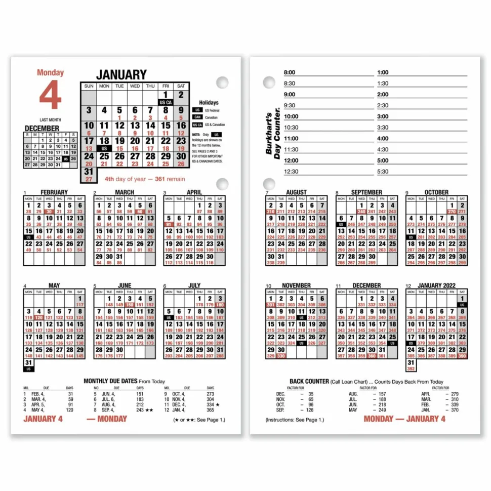 AT-A-GLANCE Burkhart's Day Counter Desk Calendar Refill, 4.5 x 7.38, White Sheets, 12-Month (Jan to Dec): 2027, 2027 Calendar