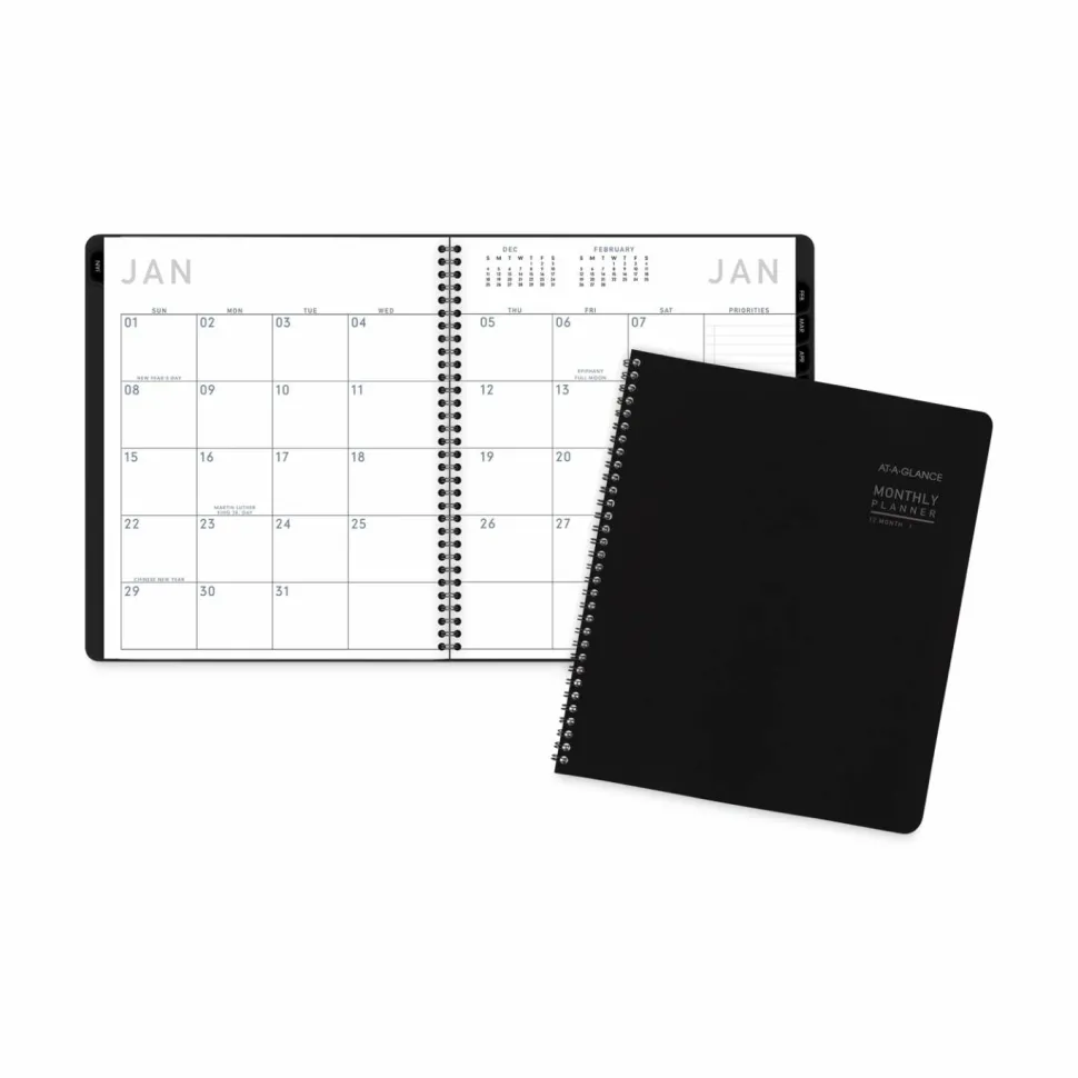 AT-A-GLANCE Contemporary Lite Monthly Planner, 11 x 9, Black Cover, 12-Month (Jan to Dec): 2027, 2027 Calendar