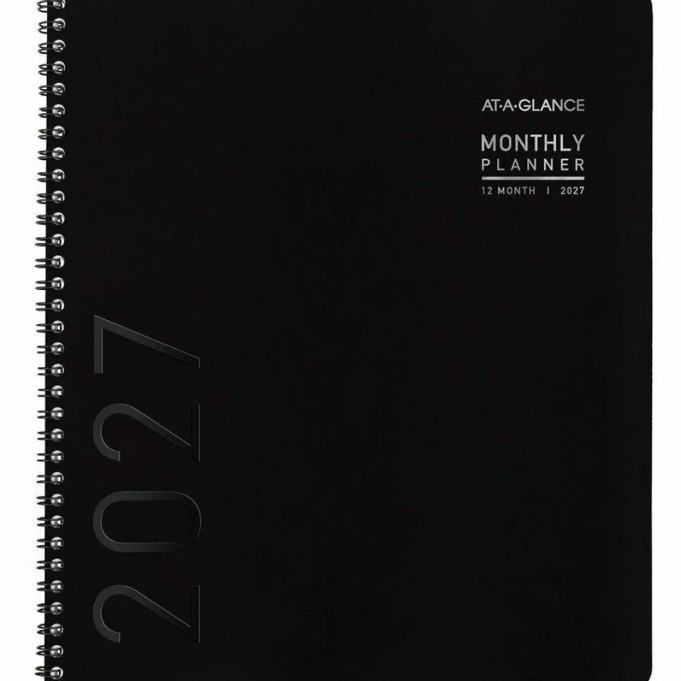AT-A-GLANCE Contemporary Lite Monthly Planner, 11 x 9, Black Cover, 12-Month (Jan to Dec): 2027, 2027 Calendar