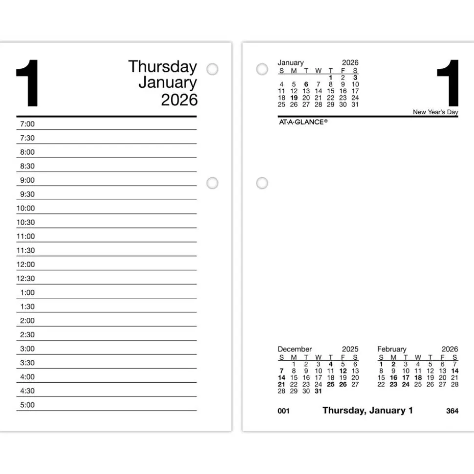 AT-A-GLANCE 2026 Daily Loose-Leaf Desk Calendar Refill, Standard, 3 1/2" x 6", 2027 Calendar