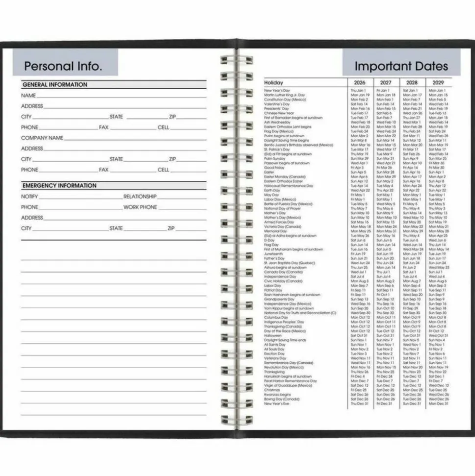 AT-A-GLANCE DayMinder Block Format Weekly Appointment Book, 8.5 x 5.5, Black Cover, 12-Month (Jan to Dec): 2027, 2027 Calendar